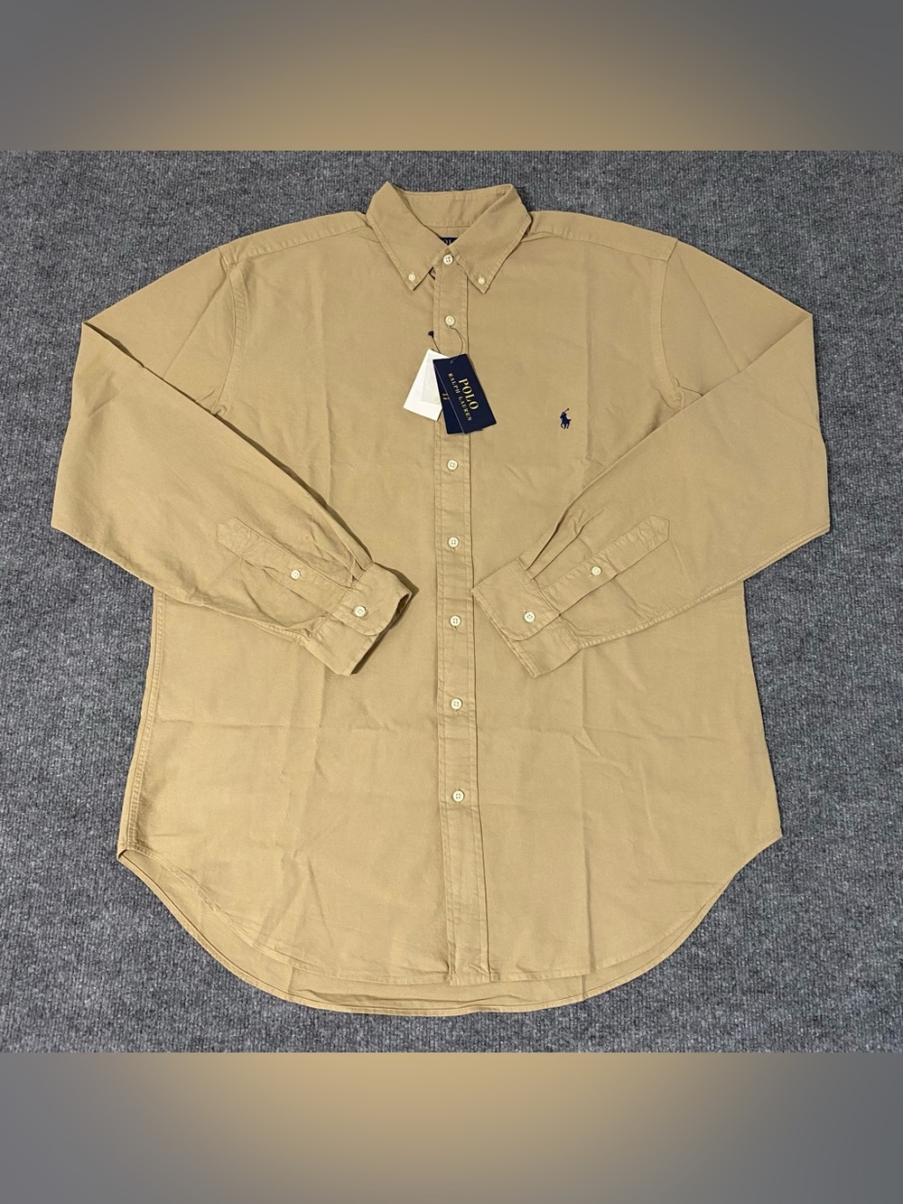 Polo Ralph Lauren Surrey Tan Garment-Dyed Oxford Shirt Men's LT Navy Pony NWT